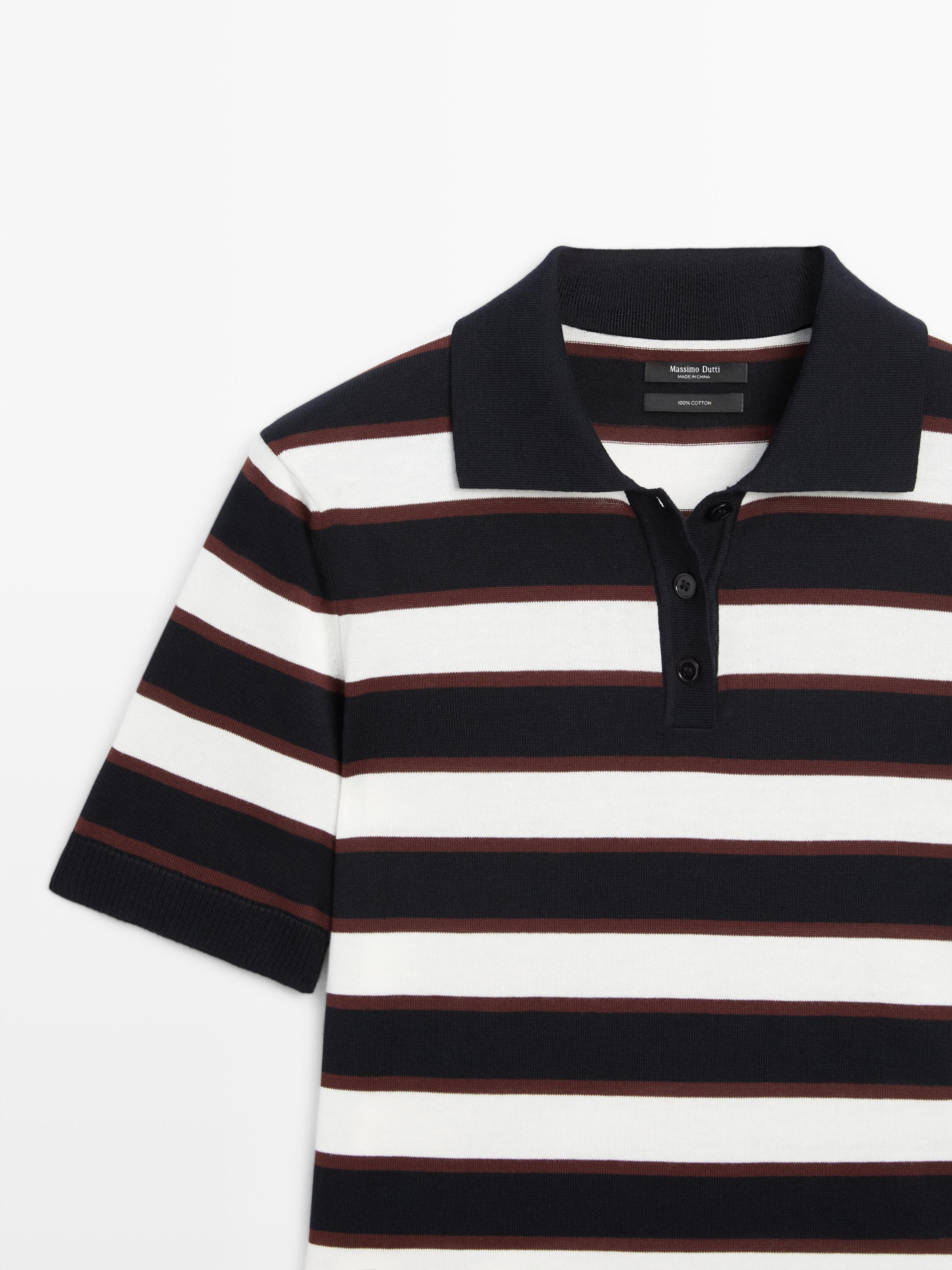 Striped knit polo sweater